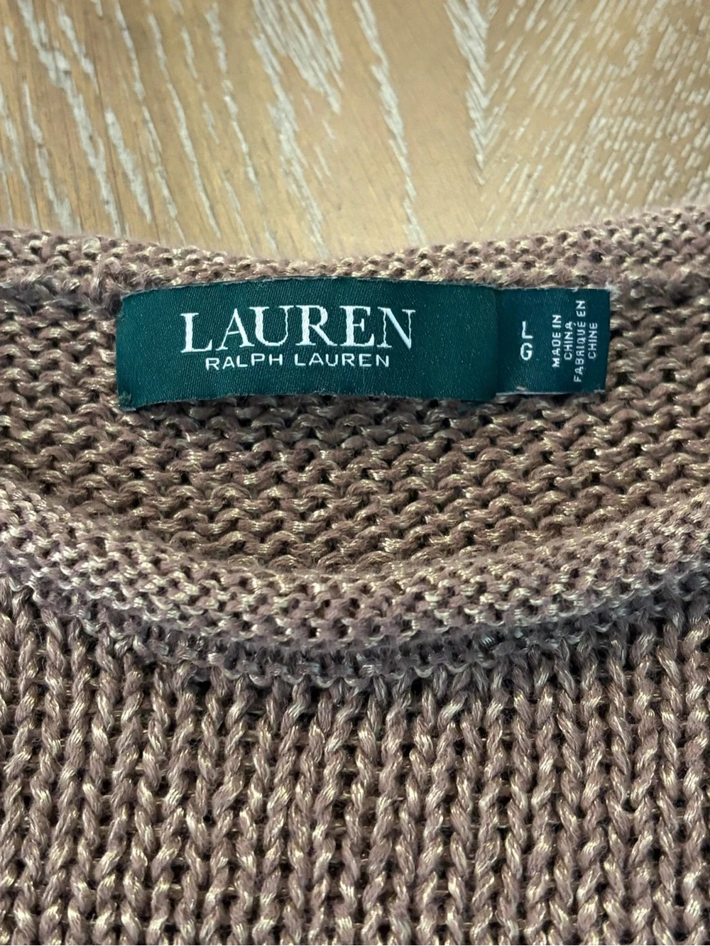 Lauren Ralph Lauren Rolled Neck Knit Sweater Gold Large